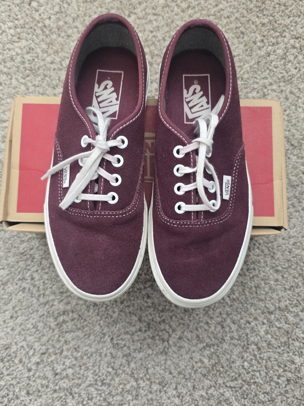 Vans Men’s Suede Sneakers in Burgundy with White Laces